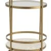 Crestview Collection Vine Grove Gold/White Marble And Glass Bar Cart -Crestview Shop 064adbfa cd54 4424 97ee bc6a3632b239