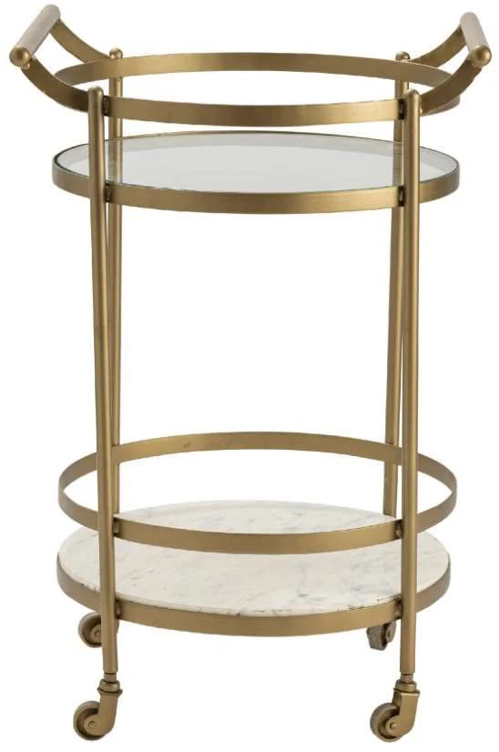 Crestview Collection Vine Grove Gold/White Marble And Glass Bar Cart 3 Crestview Collection Vine Grove Gold/White Marble And Glass Bar Cart