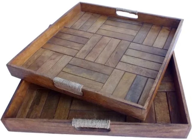 Crestview Collection Miller 2-Piece Brown Serving Trays 3 Crestview Collection Miller 2-Piece Brown Serving Trays