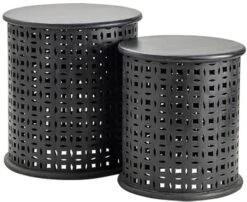 Crestview Collection Canyon 2-Piece Black Round End Table Set