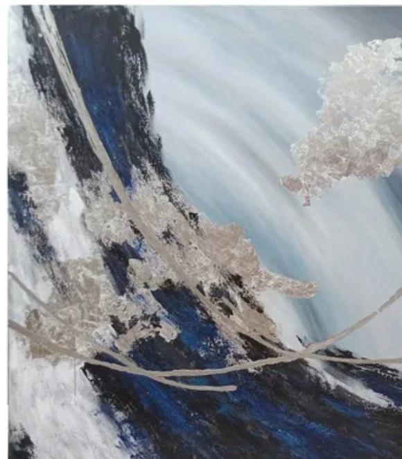 Crestview Collection Heavy Lines Blue/White Wall Art 4 Crestview Collection Heavy Lines Blue/White Wall Art - Image 2