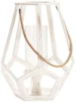 Crestview Collection Myers White Large Candleholder With Hemp Handle II