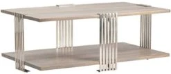 Crestview Collection Pleasant Hill Light Grey Cocktail Table With Nickel Base