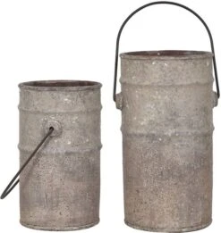 Crestview Collection 2-Piece Gray Antique Concrete Water Pail Set