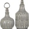 Crestview Collection Largo Set Of 2 Brushed Nickle/Dusty Grey Lidded Containers -Crestview Shop 2731bb19 8082 4a0a b89f 58bd4582a149