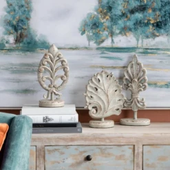 Crestview Collection Kensley 3-Piece White Leaf Statues Set -Crestview Shop 2853bc84 391c 4877 8cde e3ce95fea010