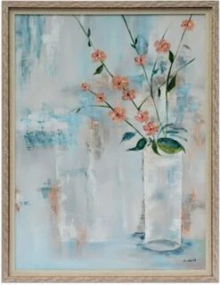 Crestview Collection Pretty In Pink Aged Wood/Coral/Light Blue Wall Art