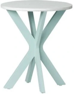 Crestview Collection White Accent Table With Aqua Base