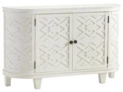 Crestview Collection Hawthorne Estate White Curved Fretwork Credenza