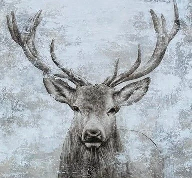 Crestview Collection Buck Gray/Light Blue Wall Art 4 Crestview Collection Buck Gray/Light Blue Wall Art - Image 2