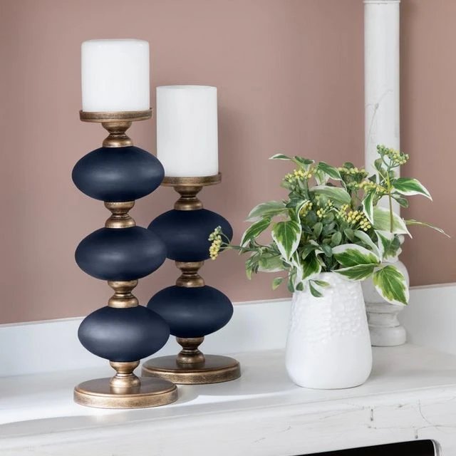 Crestview Collection Adair Blue/Bronzed Candleholder 3 Crestview Collection Adair Blue/Bronzed Candleholder