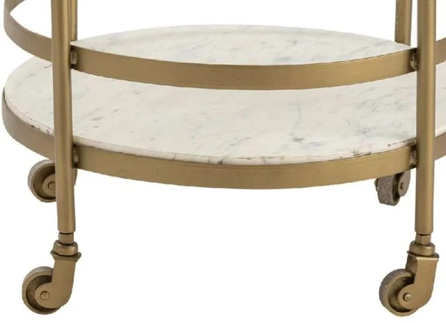 Crestview Collection Vine Grove Gold/White Marble And Glass Bar Cart 5 Crestview Collection Vine Grove Gold/White Marble And Glass Bar Cart - Image 3