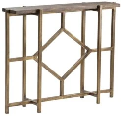 Crestview Collection Bengal Manor Brown Diamond Console Table With Gold Base