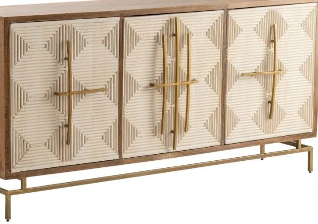 Crestview Collection Bengal Manor Gold/Light Brown/White Door Sideboard 4 Crestview Collection Bengal Manor Gold/Light Brown/White Door Sideboard - Image 2