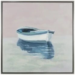 Crestview Collection Boat Afloat Blue/Light Gray/Taupe Wall Art