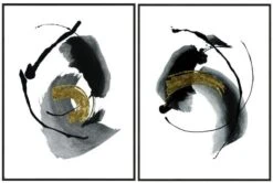 Crestview Collection Glitz 2-Piece Black/Gray/Gold Wall Art Set