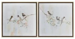 Crestview Collection Feathered Friends 2-Piece White Wall Art