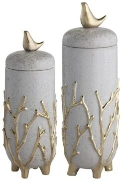 Crestview Collection Branches 2-Piece White Urn With Lids Set -Crestview Shop 6bbbf644 a34f 476d b30d 5d0640b9beaa