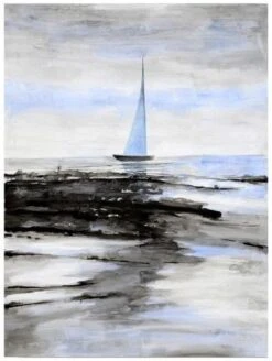 Crestview Collection Sail Away Black/Gray/Light Blue/Light Gray/Off-White Wall Art