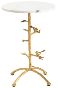 Crestview Collection Tweety Bird Glass Top Accent Table With Gold Base