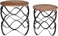 Crestview Collection Bengal Manor Townsend 2-Piece Brown Accent Table Set With Black Base