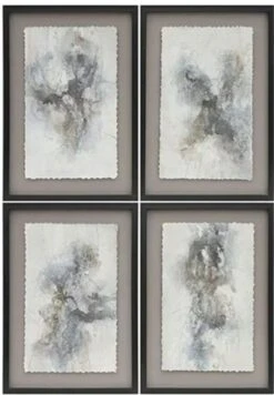 Crestview Collection Okleigh 4-Piece Gray/White Wall Art Set