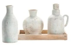 Crestview Collection Isla 4-Piece Natural/White Bottles And Tray Set