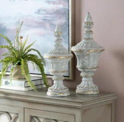 Crestview Collection Avignon 2-Piece Gray Old World Carved Finial Sculpture Set -Crestview Shop 8368666d 333c 46a3 bd6b 36a5e7fb3686