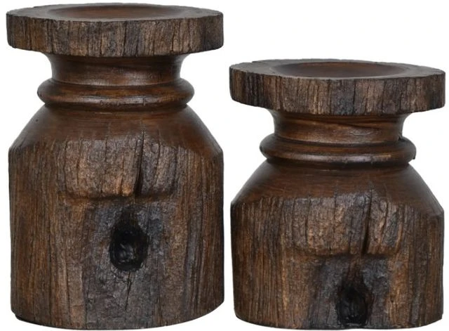 Crestview Collection Barn Post 2-Piece Dark Brown Candleholder Set 3 Crestview Collection Barn Post 2-Piece Dark Brown Candleholder Set
