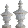 Crestview Collection Avignon 2-Piece Gray Old World Carved Finial Sculpture Set