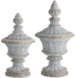 Crestview Collection Avignon 2-Piece Gray Old World Carved Finial Sculpture Set