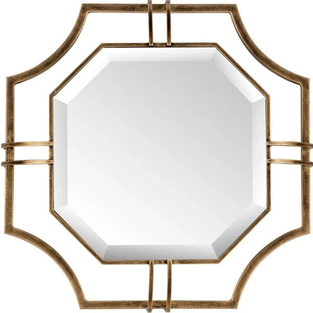 Crestview Collection Henson Antique Brass Floating Octagonal Beveled Mirror 3 Crestview Collection Henson Antique Brass Floating Octagonal Beveled Mirror