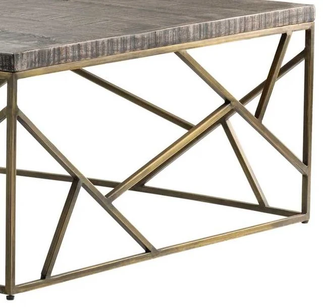 Crestview Collection Bengal Manor Wyndham Dark Brown Cocktail Table With Brass Base 5 Crestview Collection Bengal Manor Wyndham Dark Brown Cocktail Table With Brass Base - Image 3