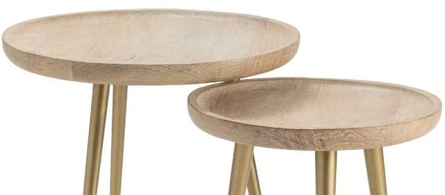 Crestview Collection Bengal Manor Slater 2-Piece Natural Nesting Table Set With Gold Base 4 Crestview Collection Bengal Manor Slater 2-Piece Natural Nesting Table Set With Gold Base - Image 2