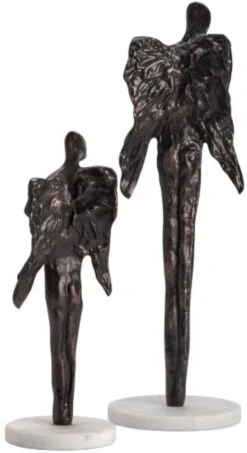 Crestview Collection Gabrielle 2-Piece Bronze Sculptural Guardian Angel Statue Set