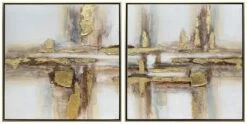 Crestview Collection Zuri 2-Piece Brown/Gold/Off-White Wall Art Set