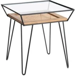 Crestview Collection Burnside Glass Top End Table With Black Frame