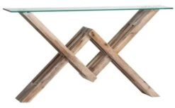 Crestview Collection Hanson Hawthorne Estate Glass Top Console Table With Natural Base