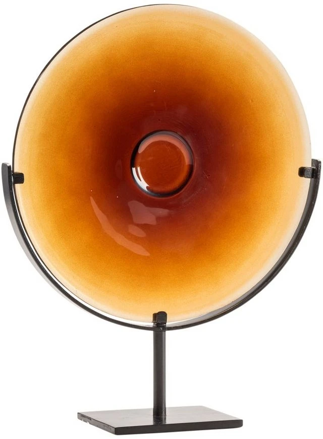 Crestview Collection Miramar Bronze Short Amber Blown Glass Disc With Stand 3 Crestview Collection Miramar Bronze Short Amber Blown Glass Disc With Stand