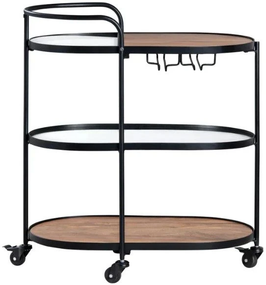 Crestview Collection Jaxon Black Bar Cart 3 Crestview Collection Jaxon Black Bar Cart - Image 2