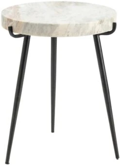 Crestview Collection Maxwell Light Gray Marble Top Accent Table With Black Base