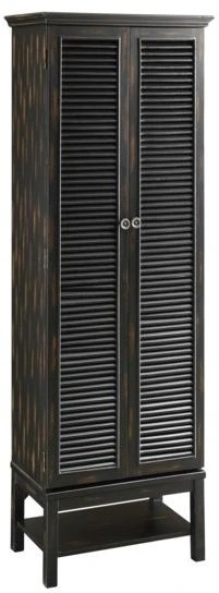 Crestview Collection Wilmington Louvered Black Tall Door Cabinet