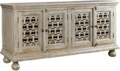 Crestview Collection Bengal Manor Aged Ash Mango Wood Carved Sideboard