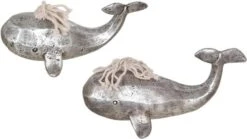 Crestview Collection Set Of 2 Antique Silver Whales