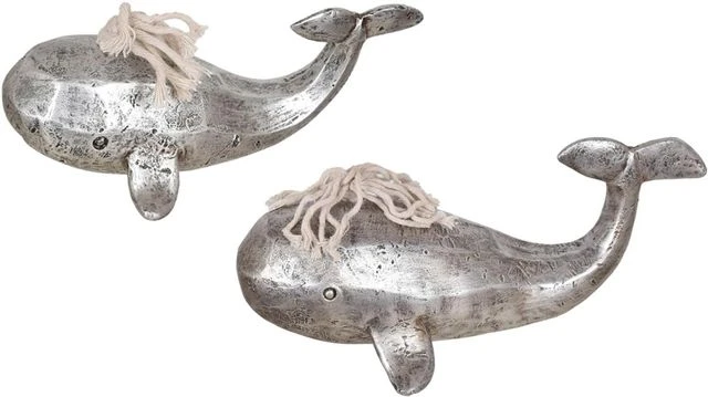 Crestview Collection Set Of 2 Antique Silver Whales 3 Crestview Collection Set Of 2 Antique Silver Whales