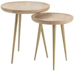 Crestview Collection Bengal Manor Slater 2-Piece Natural Nesting Table Set With Gold Base