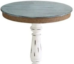 Crestview Collection Sea Isle Blue Accent Table With Distressed White Base With Brown Accents -Crestview Shop c1415486 3ff6 4b53 8e52 5a3d134d692e