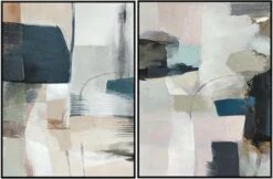 Crestview Collection Broughton 2-Piece Black/Blue/Pink Wall Art Set