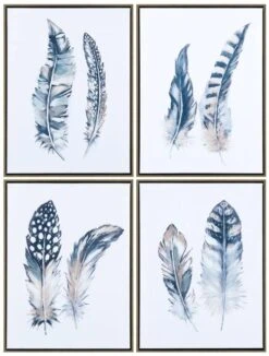Crestview Collection Plumas 4-Piece Blue Wall Art Set