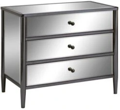 Crestview Collection Midnight Black Nickel Metal And Mirror Chest